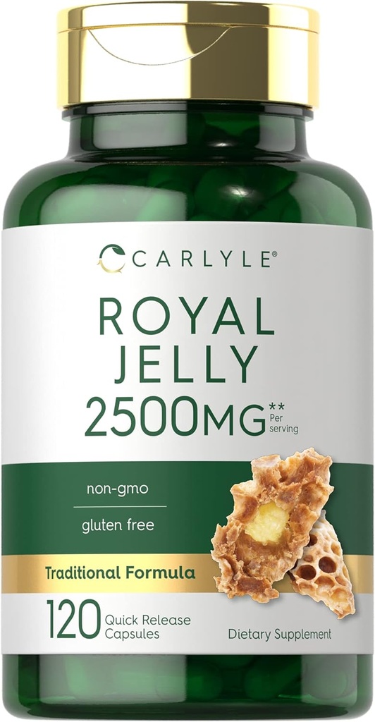 Carlyle Royal Jelly Capsule | 2500mg | 120 Count | Non-GMO and Gluten Free Formula | Traditional Supplement