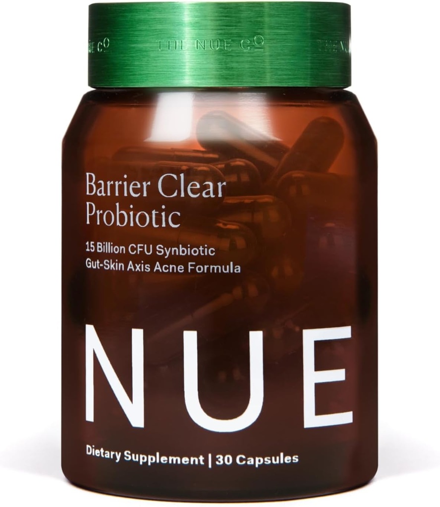 Το Nue Co. Barrier Clear Probiotic, Gut-Skin Axis Acne Formula, για όλους τους τύπους δέρματος, 30 κάψουλες