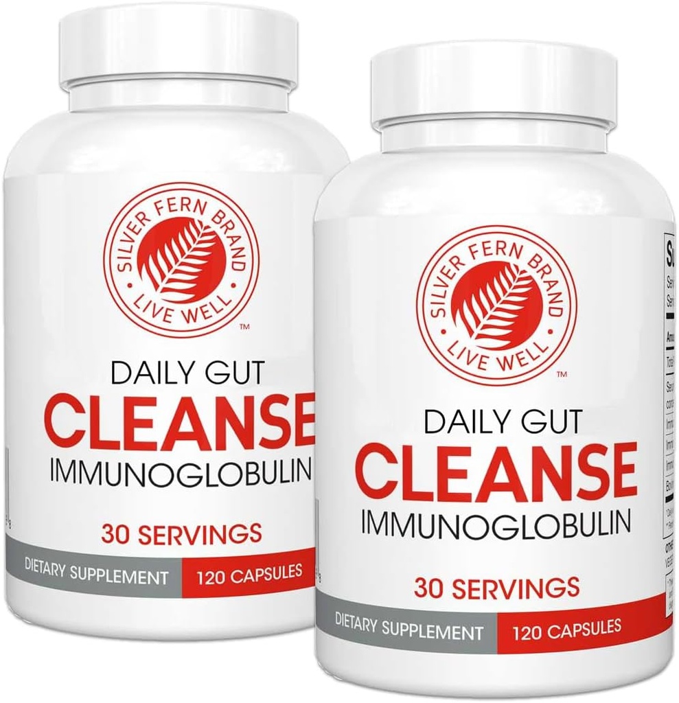 Ασημί Fern Cleanse - Καθημερινή Gut - 2 μπουκάλι - 240 κάψουλες - 60 ημέρες προσφοράς - Ανοσοσφαιρίνη G, A & M -(IgG, IGA, IgM) - Digestive System & ανοσοποιητικό σύστημα Υποστήριξη - Μεταβιοτικό