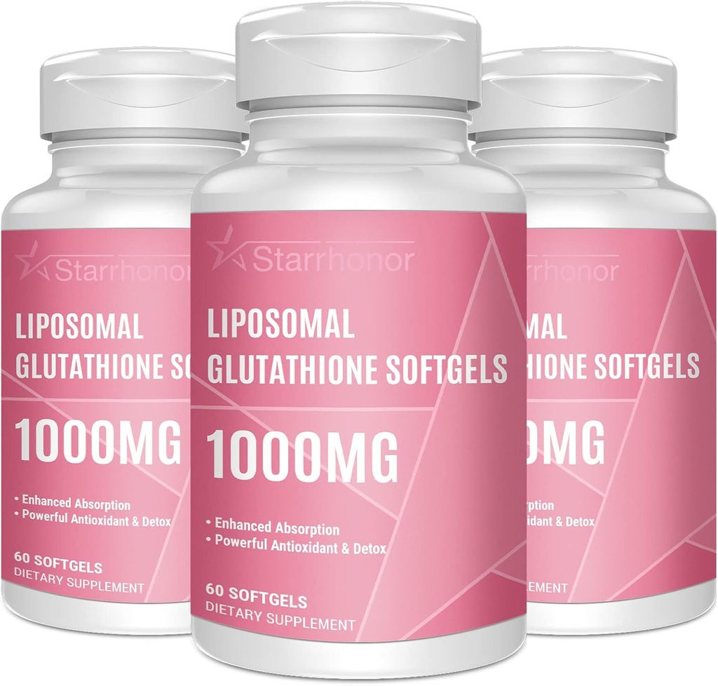 Λιποσωμική Γλουταθειόνη Softgels 1500MG, Μειωμένο συμπλήρωμα γλουταθειόνης με βιταμίνη C, Καλύτερη απορρόφηση, Μη ΓΤΟ Ισχυρό Αντιοξειδωτικό για Υγιή Γήρανση, Αποτοξίνωση, Ανοσοποιητική Υγεία, 180 Softgels
