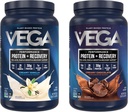 Vega Sport Premium Protein Powder Bundle, Chocolate + Vanilla, Plant Based Protein Powder Post Workout - Πιστοποιημένος Vegan, χορτοφάγος, Keto-Friendly, Χωρίς γλουτένη, Χωρίς γαλακτοκομικά, BCAA Amino Acids