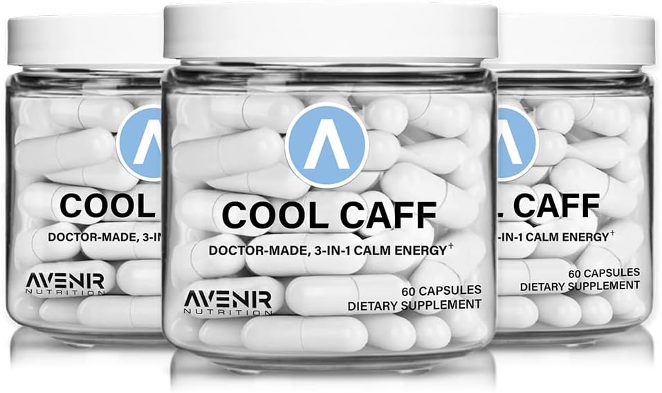 Avenir Διατροφή Cool Caff Ενεργειακά Συμπληρώματα, L theanine και καφεΐνη - Energy Boost and Focus - Προ προπόνηση για γυναίκες και άνδρες, Coffee Alternative 60 Κάψουλες (3)