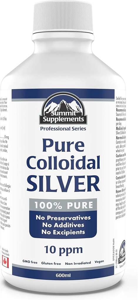 Colloidal Silver 10ppm 600ml - Κολλοειδή Ασημένια Υγρά Ορυκτά Ίχνη Ορυκτά - Κολλοειδή Συμπληρώματα Χαλκού - Ασημένια Κολλοειδή Ορυκτά Υγρά - Formulated & Made in Canada
