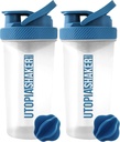 Utopia Αρχική Σελίδα Φιάλη Σέικερ Πρωτεΐνης - (Pack of 2) 28-Ounce φιάλες Σέικερ Για Μείγματα Πρωτεΐνης - Καταλληλότητα Αθλητισμός Κλασικός Αναμείκτης Πρωτεΐνης (Clear/Navy)
