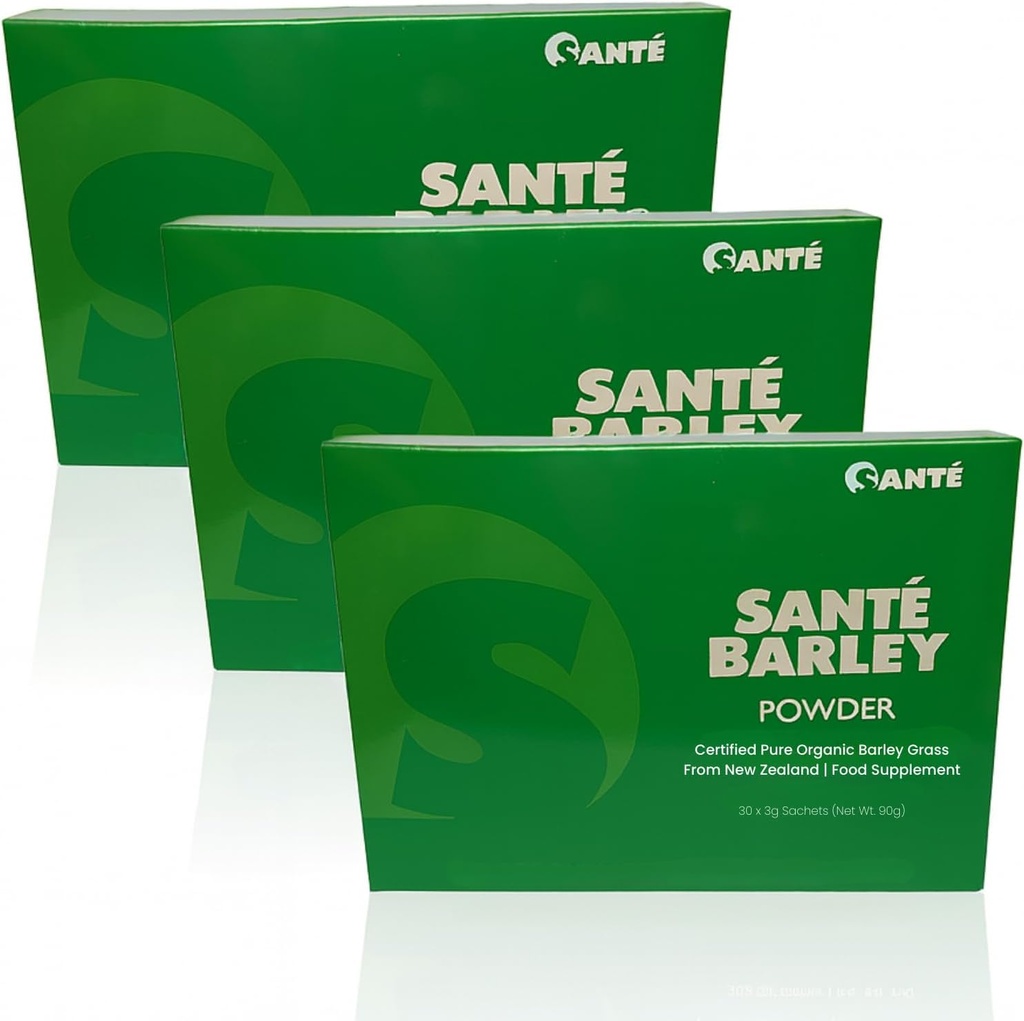 3 Κουτιά του Sante Pure Barley Νέα Ζηλανδία Blend με Stevia - Μεγάλο Κουτί 30 Φακελάκια Σύνολο 90 γραμμάρια
