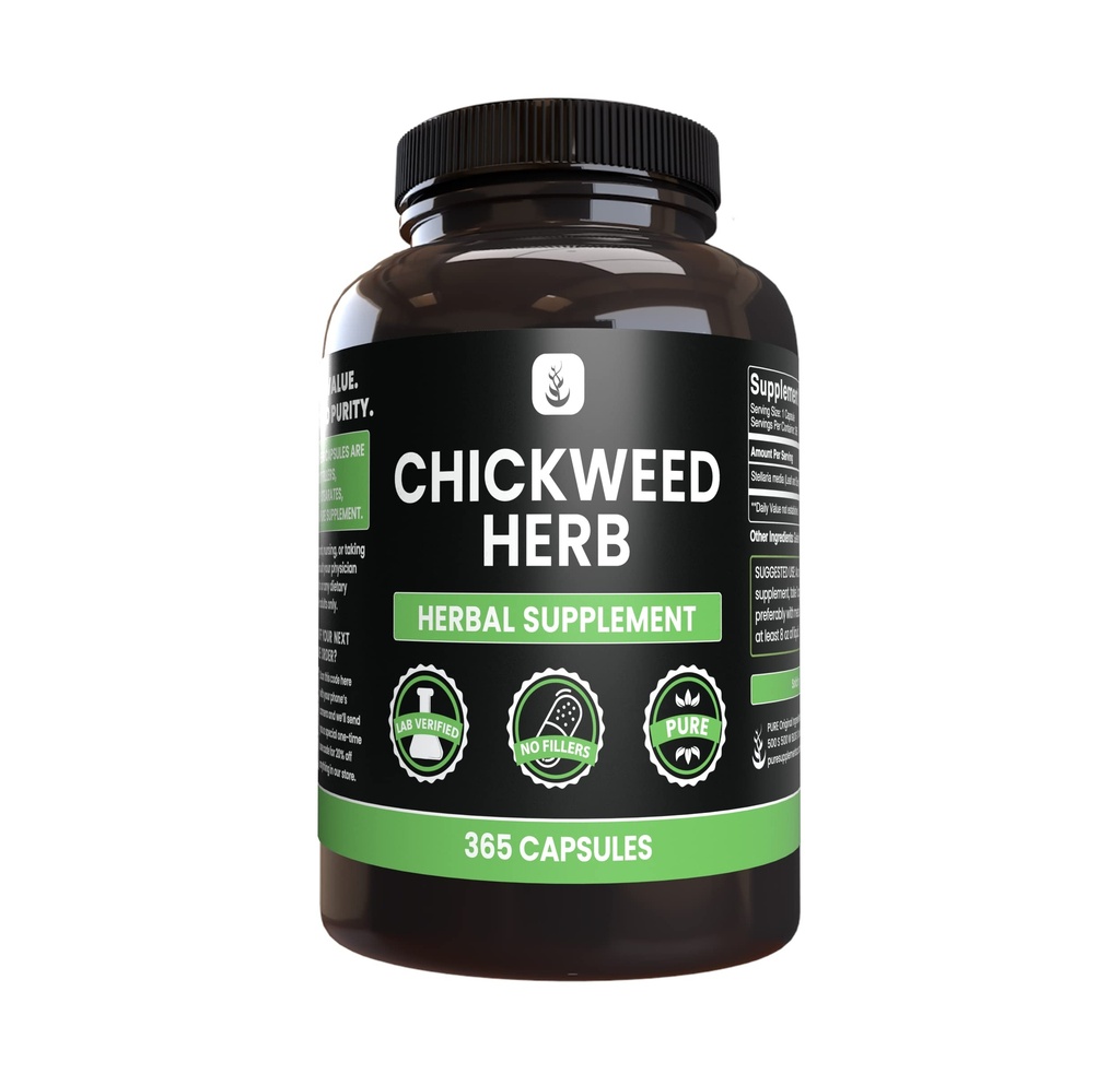 Pure Original Ingredients Chickweed Herb, (365 Capsules), No Magnesium Or Rice Fillers, Always Pure, Lab Verified