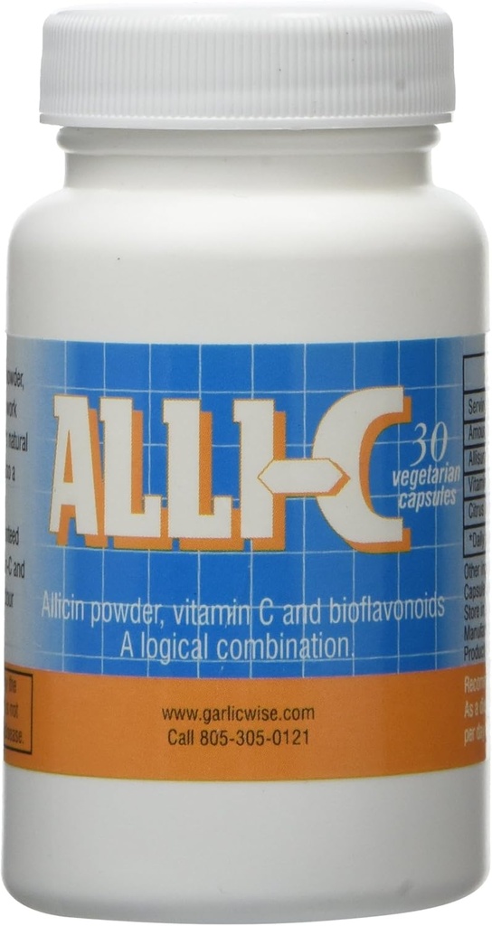 ALLI-C Αλλικίνη με βιταμίνη C και Bioflavonoids - 30 κάψουλες χορτοφάγων συλλαμβάνουν τη δύναμη του σκόρδου