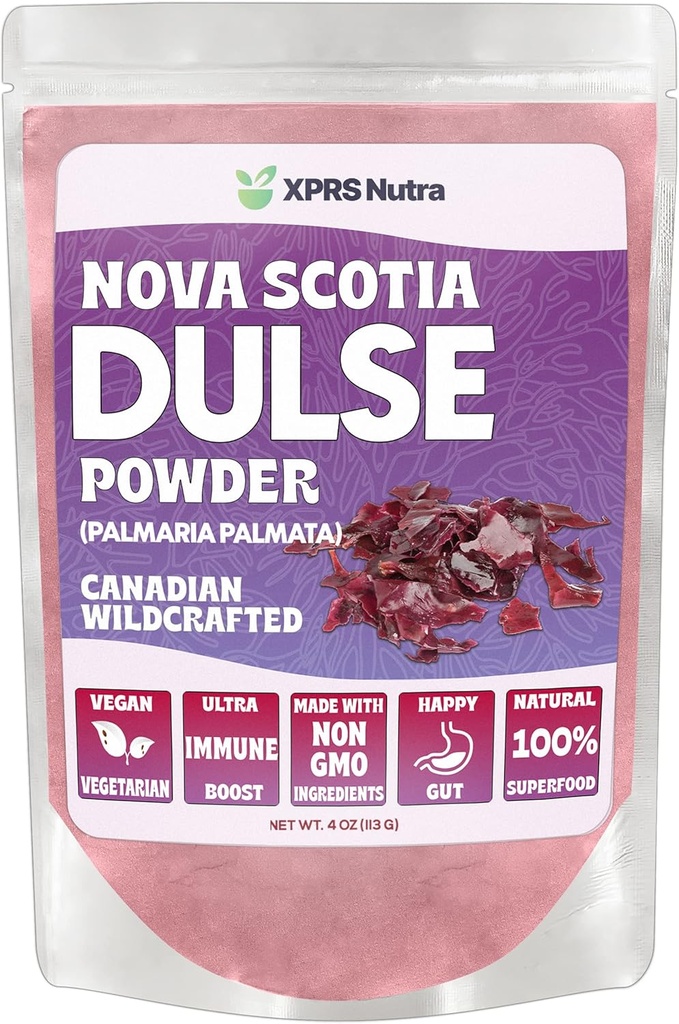 XPRS Nutra Dulse Powder (Palmaria Palmata) - Καναδική Wildcrafted Nova Scotia Dulse Powder for Thyroid and Bones - Vegan Friendly Atlantic Seaweed (4 Ουγγιά)