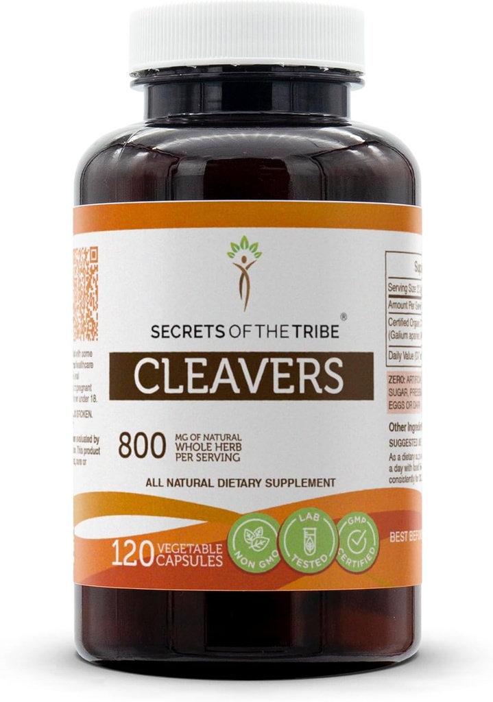 Μυστικά των Φυλών Cleavers 120 Κάψουλες, 800 mg, Cleavers (Galium aparine) Αποξηραμένο βότανο (120 Κάψουλες)