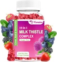 Γάλα Thittle Gummies, 10-σε-1 φυτική φόρμουλα για το συκώτι καθαρισμού Detox & Επισκευή με ρίζα δαντελίων, κουρκουμά, Artichoke - Βέλτιστη λειτουργία του ήπατος και Digestive υγεία - μικτή γεύση μούρου