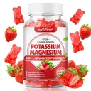 Μαλακοπάροχος Κάλιο Gummies για ενήλικες, Υψηλή Απορρόφηση Μαγνήσιο Κάλιο συμπλήρωμα με βιταμίνη Β6 για τα πόδια Cramps & την υγεία των μυών Ζάχαρη-ελεύθερο Vegan Φράουλα 60 Gummies