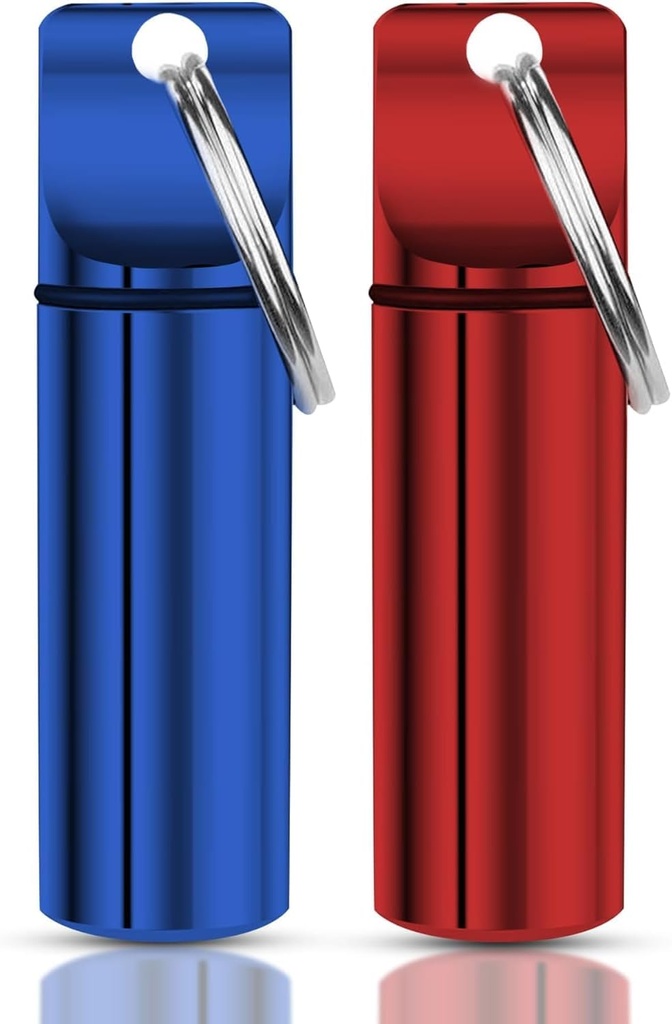 Keychain Hill Holder – Αδιάβροχη Travel Pill Organizer Pill Container για τα δισκία, κάψουλες – Travel Friendly Pill Case για την Purse Mini Pill Case (Κόκκινη και Μπλε)