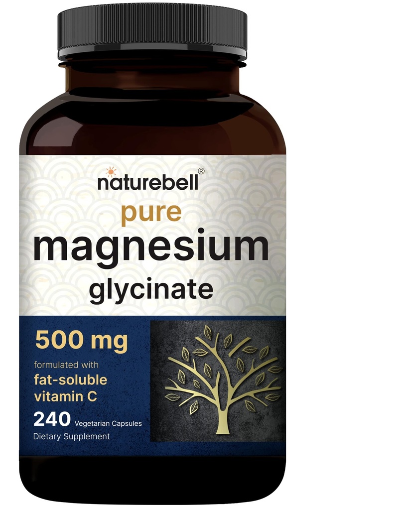 Naturebell καθαρό γλυκινικό μαγνήσιο 500mg, 240 κάψουλες Veggie 