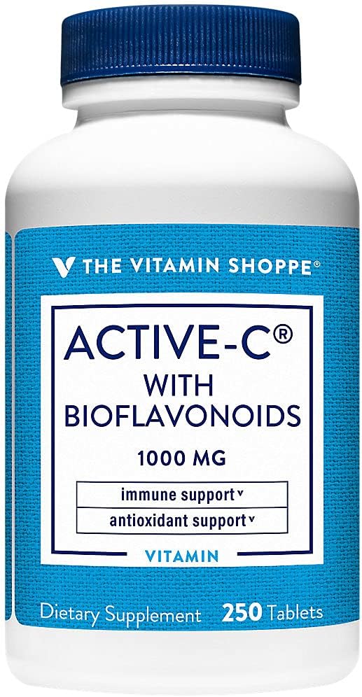 Η βιταμίνη Shoppe Active-C με Bioflavonoids 1000 MG - Αντιοξειδωτικό για Καρδιαγγειακή & Ανοσολογική Υγεία & Προστασία κατά των Ελεύθερων Ριζοσπαστικών (250 δισκία)