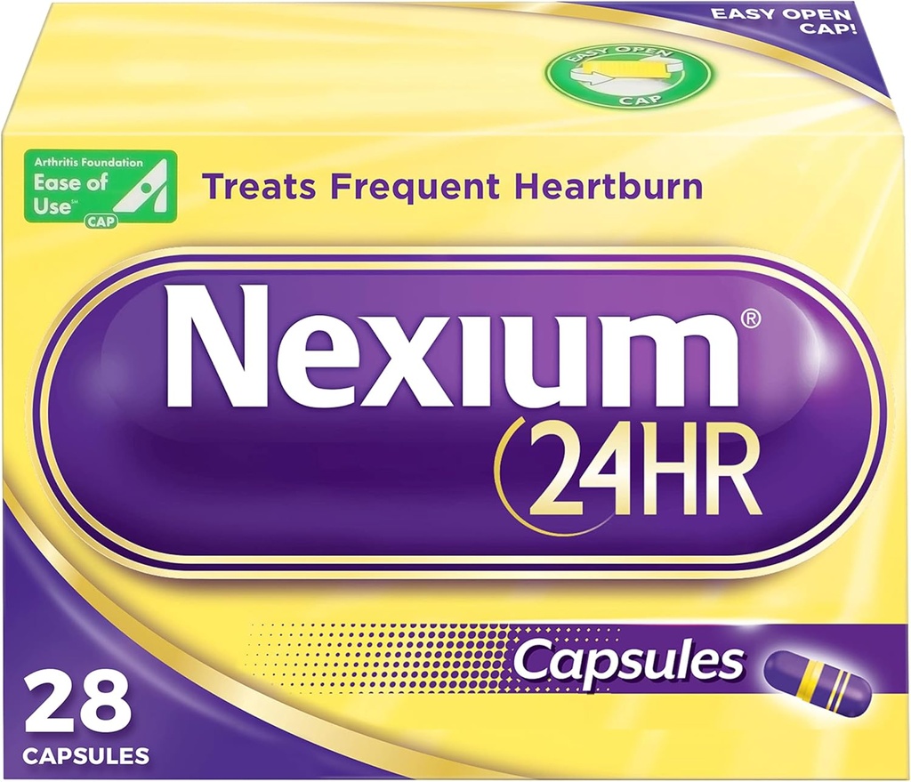 Nexium 24HR Acid Reducer Heartburn Relief Κάψουλες για την προστασία όλων των ημερών και της νύχτας από συχνές εγκαύματα, Heartburn Medicine με Esomeprazole Magnesium - 28 Count