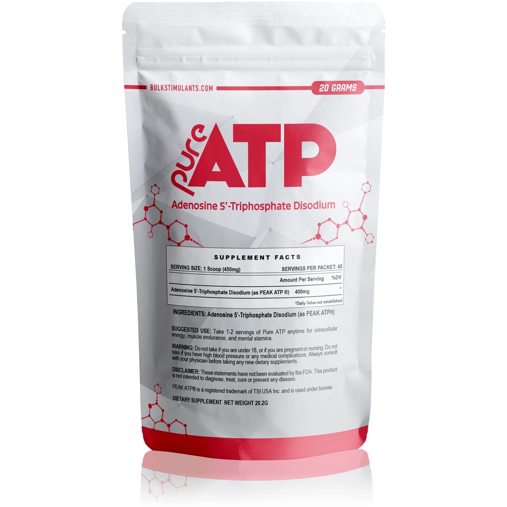 Μαζική διεγερτικά καθαρό ATP Adenosine Triphosphate σκόνη - αύξηση της ενέργειας, αντοχή, δύναμη, ανάκτηση & μυϊκή αντλία, ταχύτερη από HMB πλάσμα & νιτρικό οξείδιο, φυσικό συμπλήρωμα πριν την προπόνηση - 20 γραμμάρια