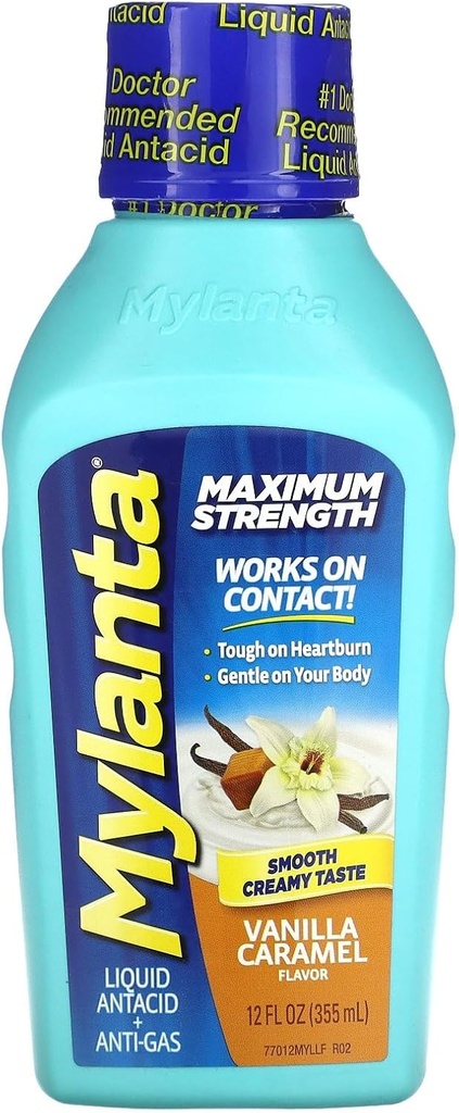 Mylanta Antacid and Gas Relief, Μέγιστη δύναμη Formula, Vanilla Caramel Flavor, 12 ρευστή ουγγιά