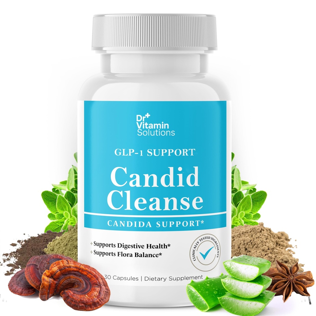 DR VITAMIN SOLUTIONS Candid Cleanse συμπλήρωμα με GLP-1 Υποστήριξη - Ρίγανο Φύλλο, Καπρυλικό οξύ & LactoSpore 