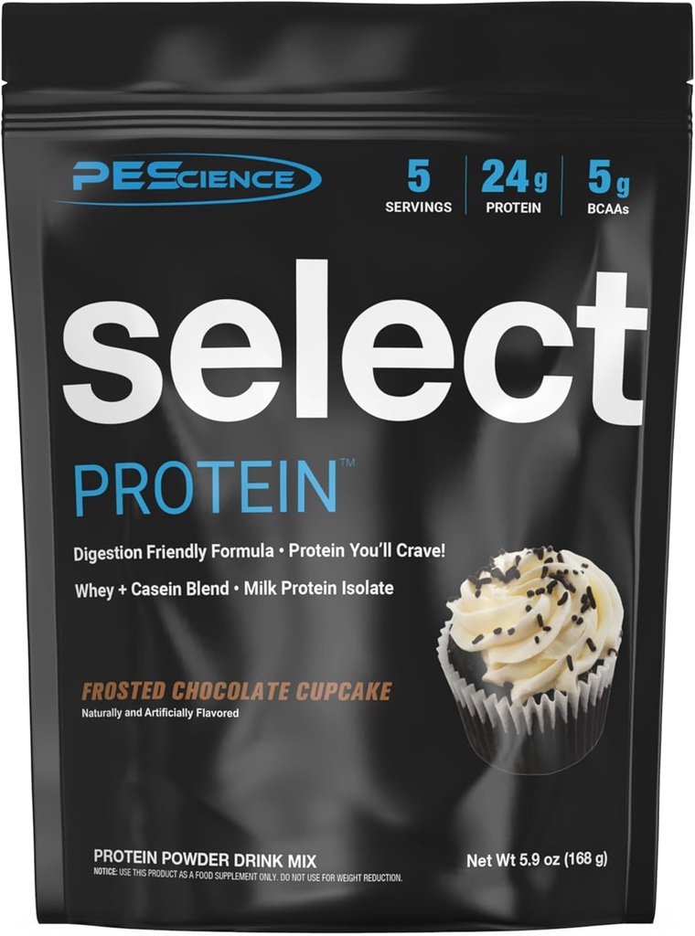 PEScience Select Protein Powder, Whey and Casein Blend, Clean Protein Powder for Women and Men, Low Calorie, Low Carb, Keto Friendly, Gluten Free - Frosted Chocolate Cupcake - 5 Μερίδες