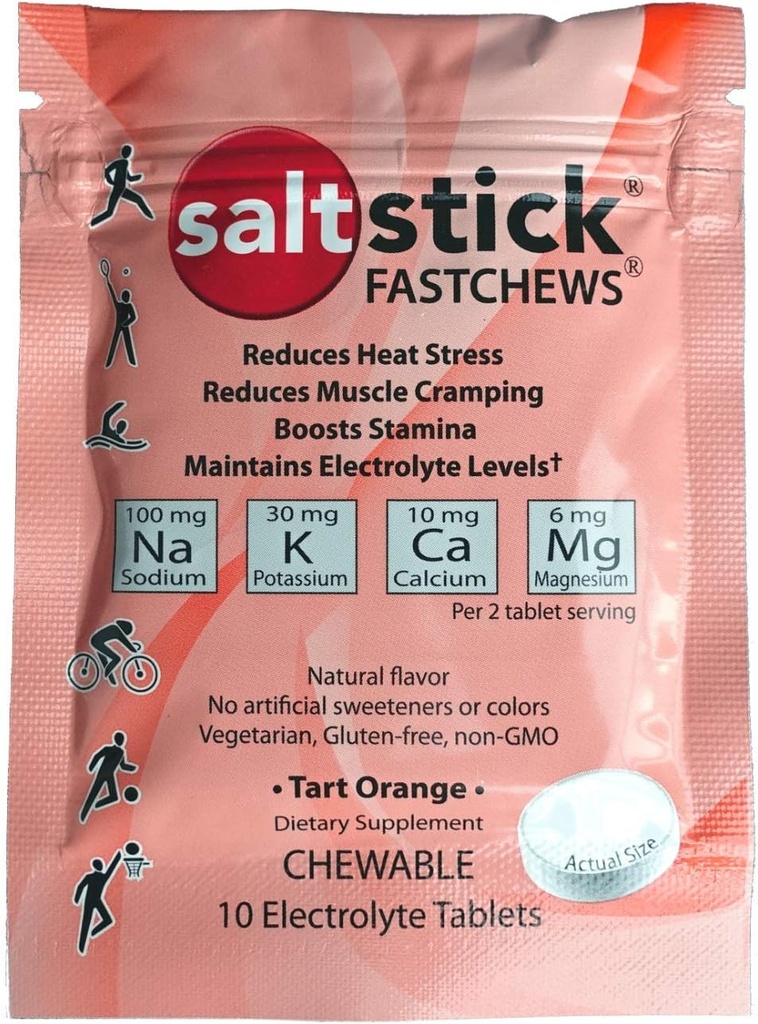 ΑλάτιStick Fastchews, Ηλεκτρολυτικά δισκία αντικατάστασης για την ενυδάτωση, την αποκατάσταση της άσκησης, νέους & ενήλικες αθλητές, Πεζοπορία, Sports Recovery, 10ct Variety 4-Pack