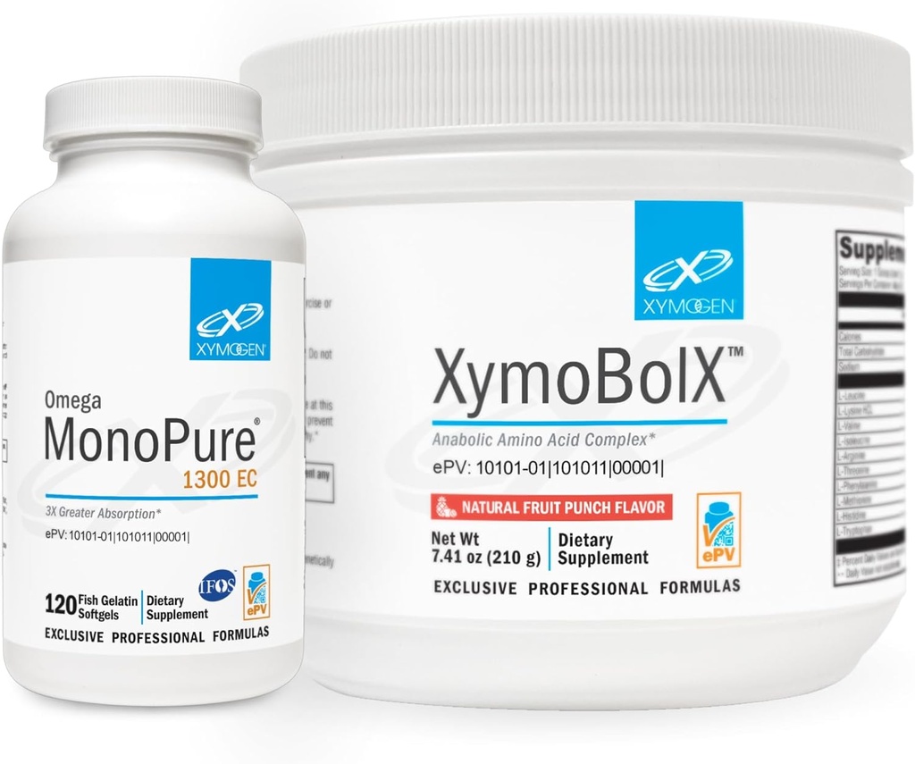 XYMOGEN Omega MonoPure 1300EC (120 υπηρεσίες) + XymBolX (30 υπηρεσίες) Bundle - Καρδιαγγειακή + Γνωστική Υποστήριξη, Ανάκτηση μυών - Μη ΓΤΟ