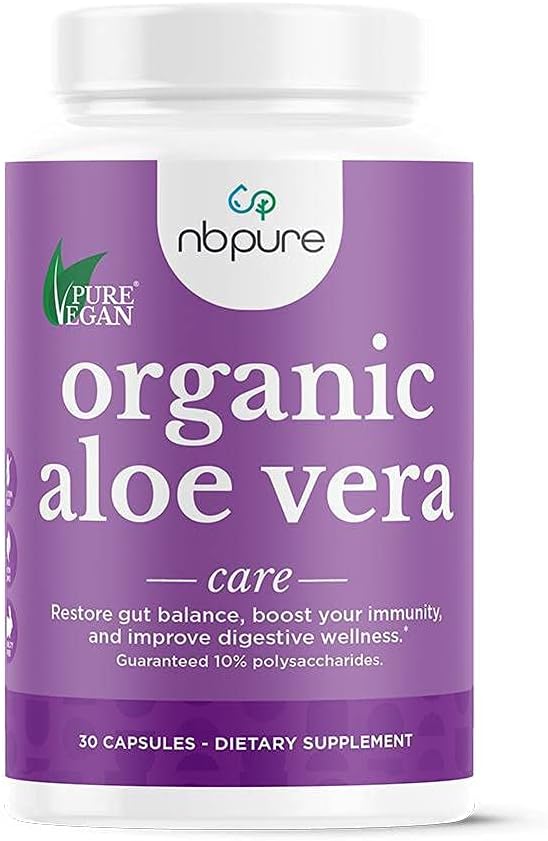 Nbpure Organic Aloe Vera, Restore Gut Balance, Υποστήριξη Ανοσίας και Digestive Wellness 30, Κάψουλες Vegan