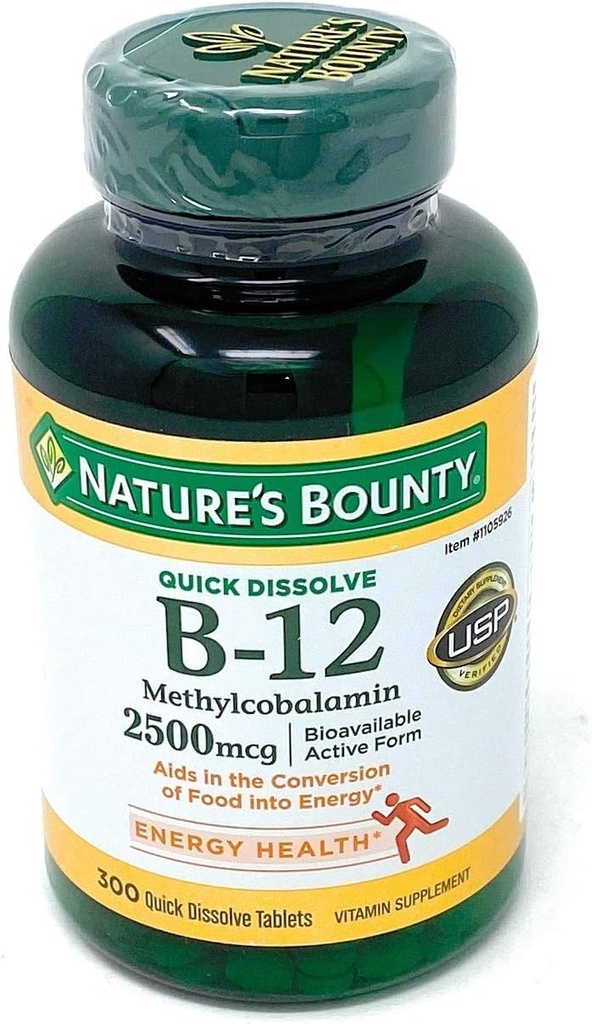 Βιταμίνη B-12 της φύσης 2500 mcg, 300 δισκία ταχείας διάλυσης