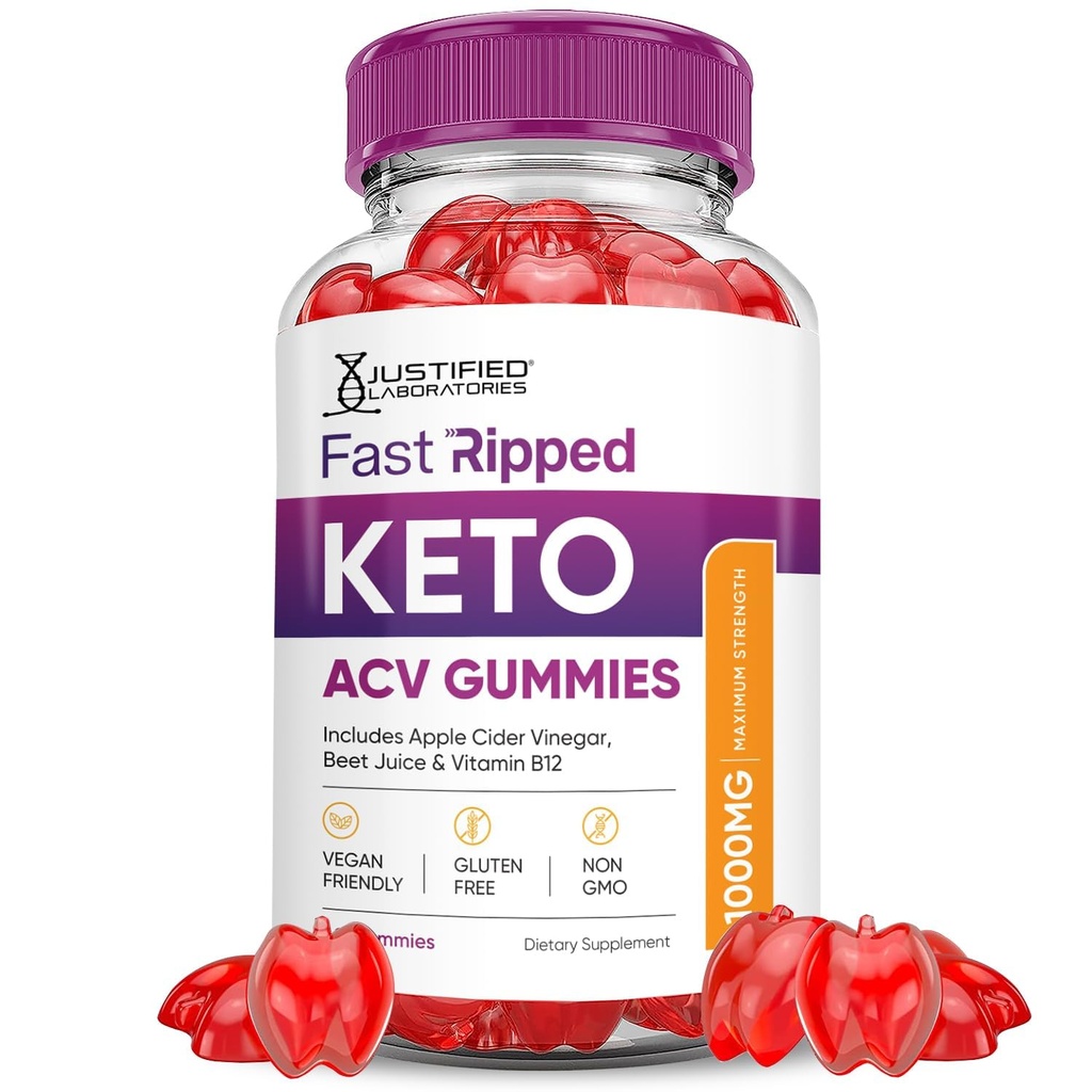 Fast Riped Keto ACV Gummies Advanced Formula 1000MG Fast Ripped Keto Gummies Apple Cider Vinegar Formulated with Romegranate Beet Buice Powder B12 Vegan Non GMO 60 Gummys