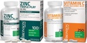 Bronson Βιταμίνη C 1000 mg Premium Μη ΓΤΟ Ασκορβικό οξύ + Bronson Ψευδάργυρος Τριπλό Παιχνίδι 30 mg Τριπλή Κάλυψη Ανοσοποιητική Υποστήριξη Συμπλήρωμα ψευδαργύρου