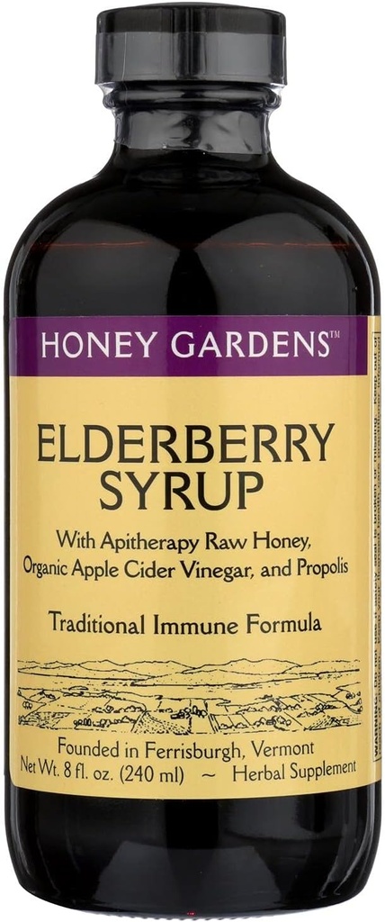 Παραδοσιακή Formula Elderberry & Honey Immune Syrup Honey Gardens 8 oz Liquid