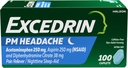 Excedrin PM for Headache Relief, Acetaminophen 250mg, Aspirin 250mg, Diphenhydramine Citrate 38mg, Pain Reliever, Nighttime Sleep-Aid, 100 Count
