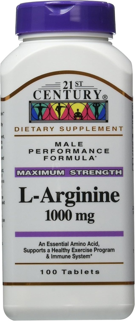 21ος αιώνας L- Αργινίνη 1000 Mg δισκία, 100- Count (πακέτο των 3)
