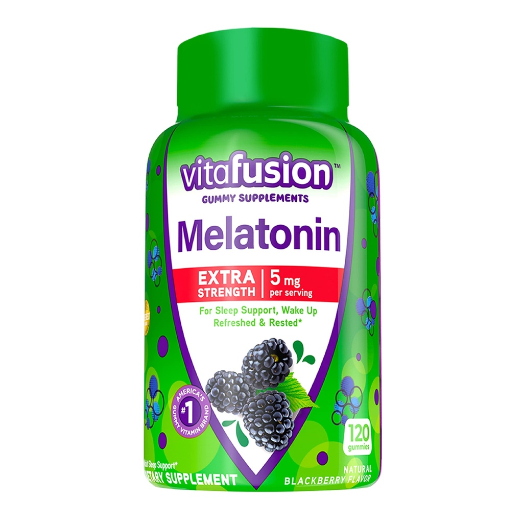 Vitafusion Fiber Well Fit Gummies, 90 Count and Extra Strength Μελατονίνη Gummies, 120 Count Bundle