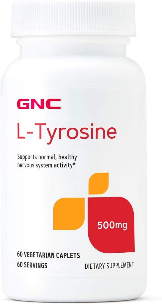 GNC L-Τυροσίνη 500mg, Υποστηρίζει την κανονική, υγιή νευρική δραστηριότητα του συστήματος, 60 χορτοφαγικές αιχμές