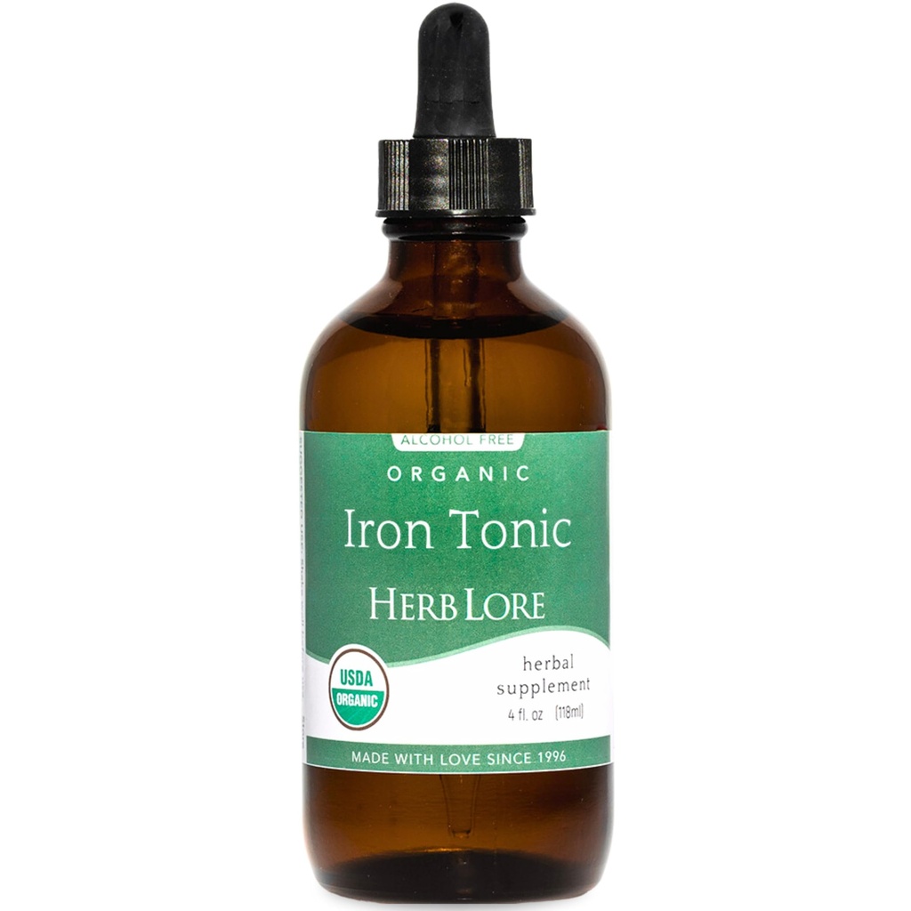 Herb Lore Iron Tonic - Organic Liquid Iron Drops Supplement for Kids & Women - Baby, Infant & Toddler Friendly - Plant Based, Vegan, Gentle, Non Constipating Herbal Timcture (4 fl oz)