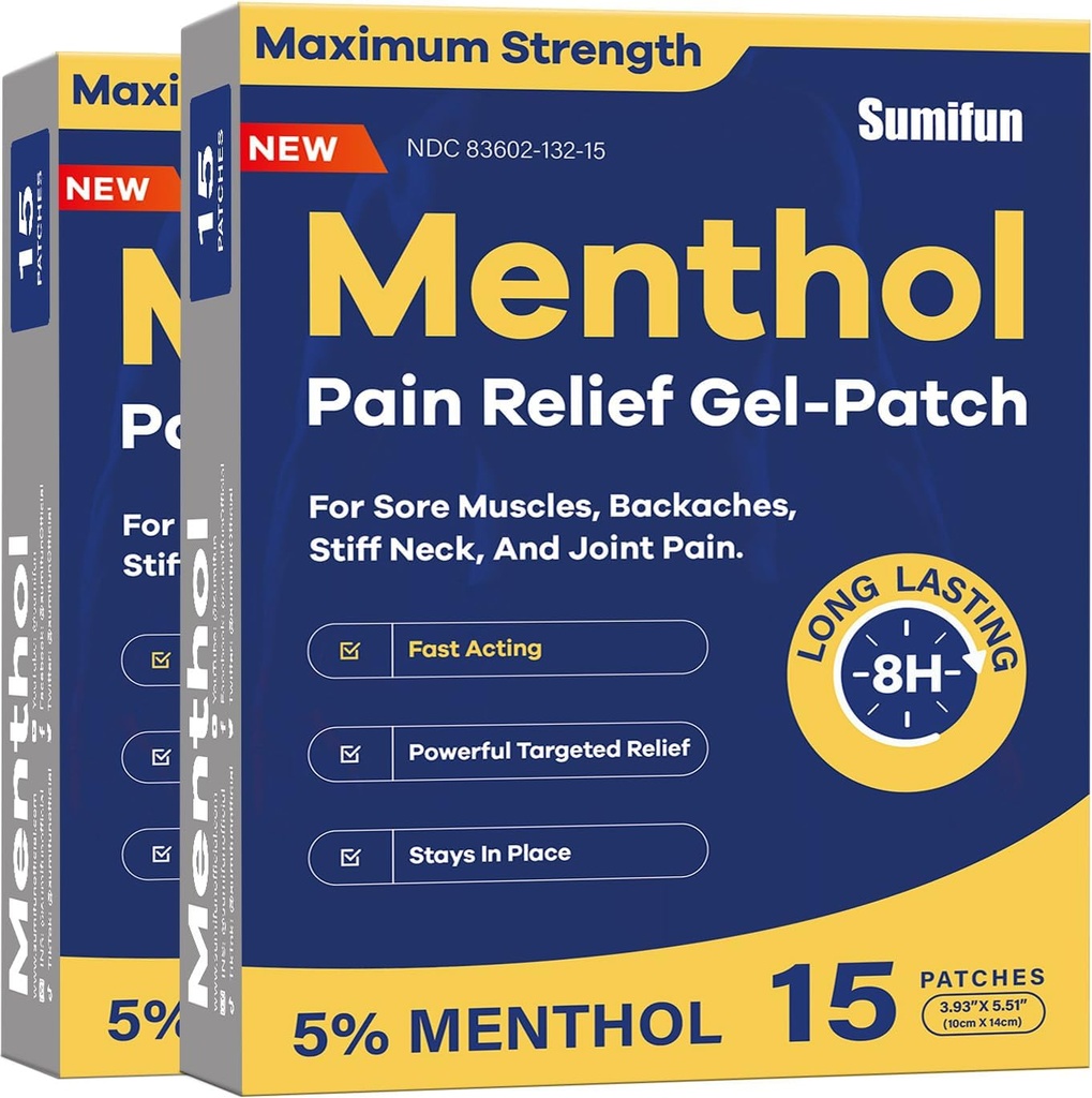 Sumifun Medicated Cold Hot Patches - 30 Count 5% Menthol Extra Strength Pain Relief Patches Ισχυρή Στοχευμένη ανακούφιση για απλούς πόνους στην πλάτη, πόνο αρθρώσεων, Stiff Neck, μυϊκό πόνο