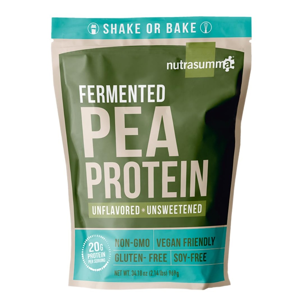 Nutrasumma Pea Protein Powder, Χωρίς γεύση και χωρίς ζάχαρη Vegan, 100% Φυτική βάση, Μη ΓΤΟ, Χωρίς γλουτένη & Χωρίς σόγια, 2,14 LB