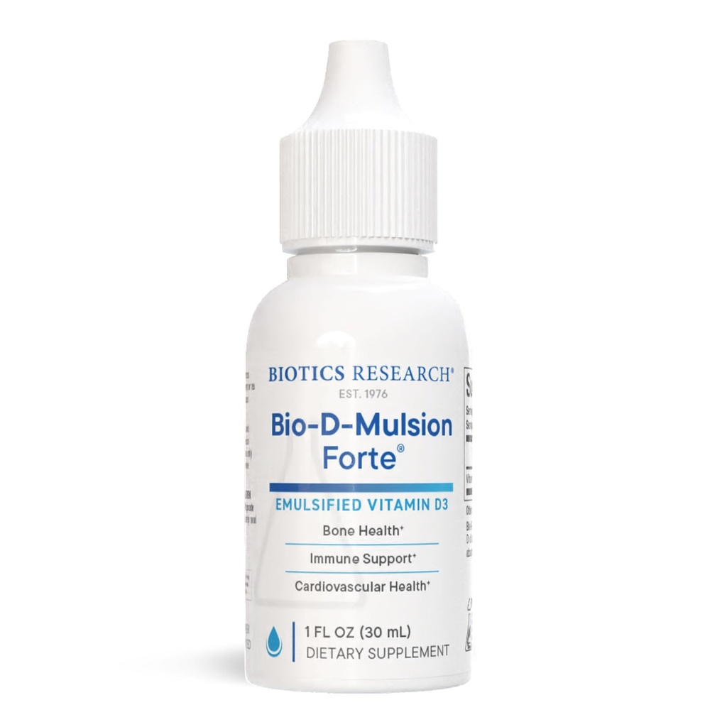 BIOTICS RESEARCH Bio-D-Mulsion Forte Liquid Vitamin D Drops 4000 IU – Vitamin D3 2000iu /Drop for Adults –Best Absorption, Strengthens Bones, Supports Cardiovascular & Immune System -1 fl oz