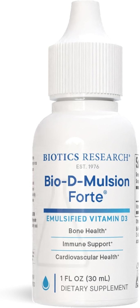 Biotics Research Bio-D-Mulsion Forte Liquid Vitamin D σταγόνες 4000 IU – Βιταμίνη D3 2000iu /Drop για ενήλικες –Καλύτερη απορρόφηση, Ενισχύει τα οστά, Υποστηρίζει Καρδιαγγειακό & ανοσοποιητικό σύστημα -1 fl oz