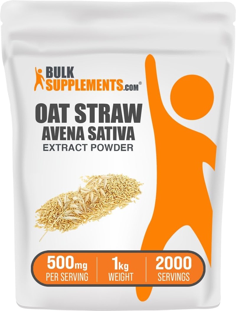 BulkSupplements.com Σκόνη εκχύλισμα βρώμης - Avena Sativa, Συμπληρώματα αφρού βρώμης - Συμπλήρωμα βοτάνων, Χωρίς γλουτένη, 500mg ανά Σερβίρισμα, 1kg (2,2 lbs) (Συσκευασία των 1)
