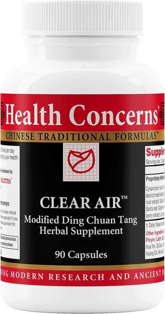 Health Concerns Clear Air - Lung Health & Respiratory Support Supplement - Marshmallow, Apricot, Bitter Orange, Garlic, Skullcap & More - Increases Oxygen Capacity & Reduces Mucus - 90 Capsules