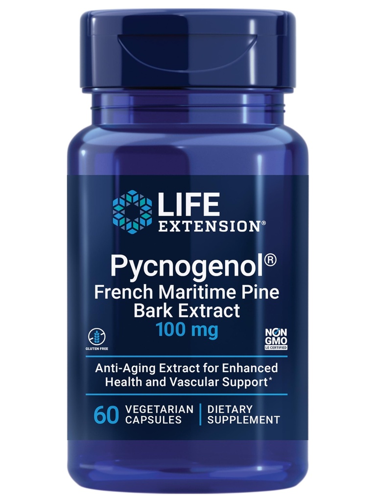 Επέκταση ζωής Pycnogenol – Γαλλικό Maritime Pine Bark Extract – Επιστημονικά Σπουδασμένη Υγιεινή Γήρανση & Αγγειακό Συμπλήρωμα Υγείας – Μη ΓΤΟ, Χωρίς Γλουτένη, Χορτοφαγικά – 60 Κάψουλες