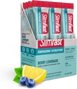 SlimFast Hydration Packets, Intermittent Fasting Electrolytes, Drink Mix Packets, Intermittent Fasting Powder, Energy Powder Drink Mix, Caffeine, Electrolytes for Hydration, Berry Lemonade (12 Count)