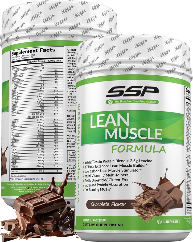SSP Protein - Whey Isolate & Casein με Leucine & MCT - Αντικατάσταση γεύματος σοκολάτας χαμηλής θερμοκρασίας για Lean Muscle Nutrition