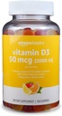   Basics Vitamin D3 2000 IU Gummies, Orange, Lemon & Strawberry, 160 Count (2 per Serving) (Previously Solimo)