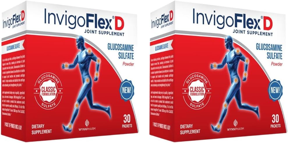 INVIGOFLEX 1500mg Γλυκοζαμίνης Sulfate Powder (Classic Formulation) - Premium Joint Supplement for Knees, Hands, Back, and Hip Support D: Γλυκοζαμίνη Sulfate, Packets - 60 Πακέτα