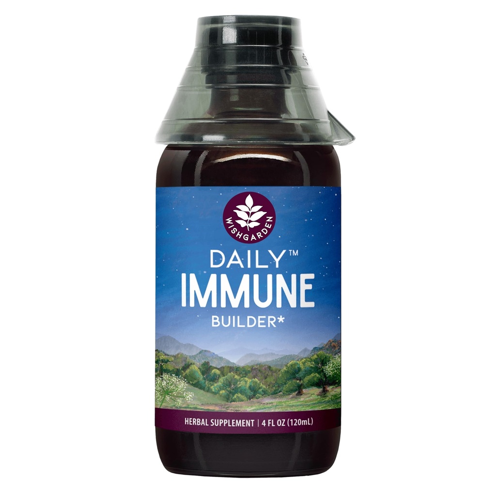 WishGarden Herbs Daily Immune Builder, Organic Elderberry & Astragalus, Liquid Immune Support Tincture, Echinacea, Cleavers, Burdock, Gluten-Free, Vegan, Adult Formula, 4oz