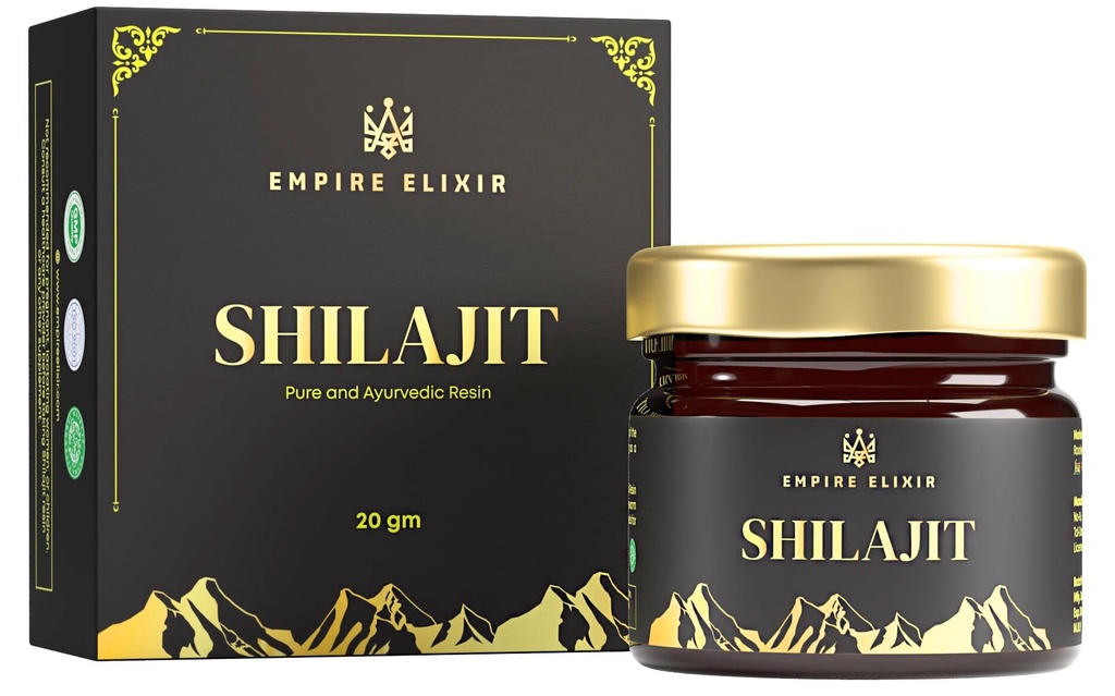 Shilajit Resin Pure Himalayan 20g Jar - by Empire Elixir High Potency Gold Grade for Men & Women | Natural Mineral Supplement | Energy Boost & Immune Support, 75% Fulvic Acid