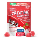 Creatine Monohydrate Gummies Complex για άνδρες & γυναίκες,5 Gram ανά υπηρεσία ηλεκτρολύτη Creatine Gummy για μυϊκή δύναμη, μυς Builder, ενέργεια Boost, πριν την προπόνηση συμπλήρωμα-120 Φράουλα Gummies