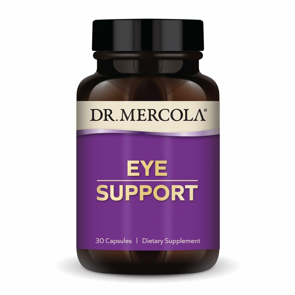 Dr. Mercola Eye Support - Supports Eye & Vision Health - with Lutein, Zeaxanthin, Organic Astaxanthin & Black Currant - Non-GMO, Gluten-Free & Soy Free - 30 Capsules (30 Servings)